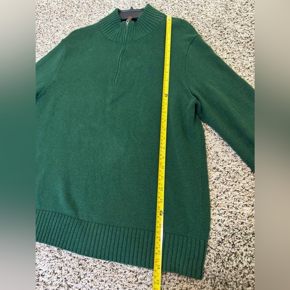 POLO RALPH LAUREN GREEN KNIT QUARTER 1/4 ZIP SWEATER SIZE LARGE - Picture 11 of 11
